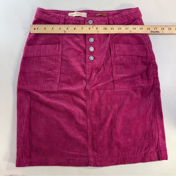 Pilcro by Anthropologie Pink Corduroy Button-Front Mini Skirt Size 6 - Picture 3 of 10